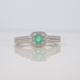 Anillo Solitario Churumbela Doble Esmeralda 14 Pts 1.7 g / T5 3/4 Plata 925
