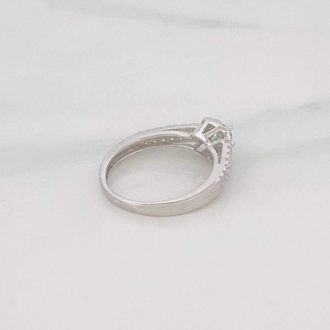Anillo Solitario Churumbela Doble Esmeralda 14 Pts 1.75 g / T7 1/4 Plata 925