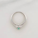 Anillo Solitario Churumbela Doble Esmeralda 14 Pts 1.75 g / T7 1/4 Plata 925