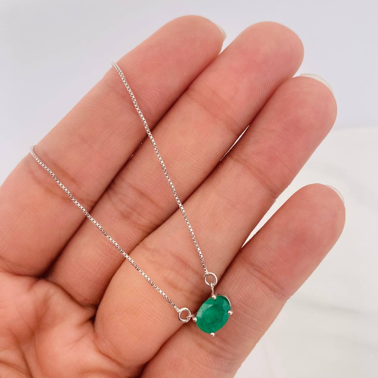Cadena Ovalo Esmeralda 90 Pts 2.15 g / 48 cm / 0.74 mm Plata 925