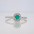 Anillo Solitario Halo Churumbela Esmeralda 15 Pts 1.4 g / T6 3/4 Plata 925