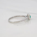 Anillo Solitario Halo Churumbela Esmeralda 15 Pts 1.4 g / T6 3/4 Plata 925