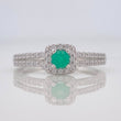Anillo Halo Cuadrado Esmeralda 14 Pts 1.75 g / T7 1/2 Plata 925