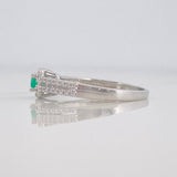 Anillo Halo Cuadrado Esmeralda 14 Pts 1.75 g / T7 1/2 Plata 925