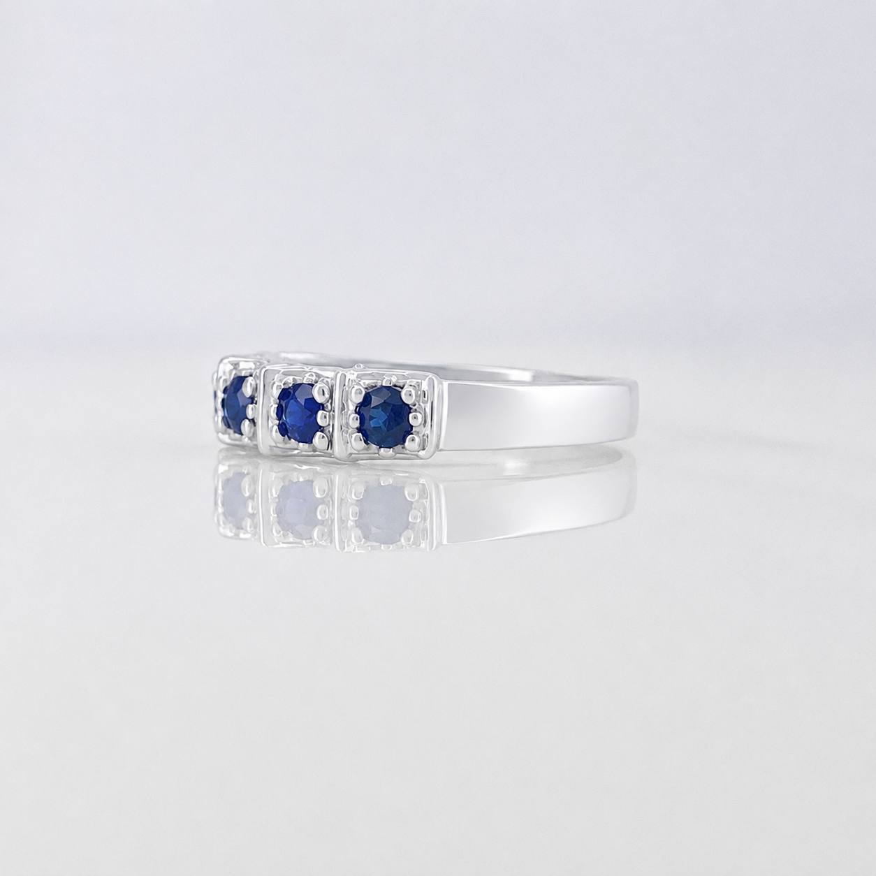 Anillo Acordeón Zafiro 67 Pts 2.3 g / T7 1/4 Plata 925