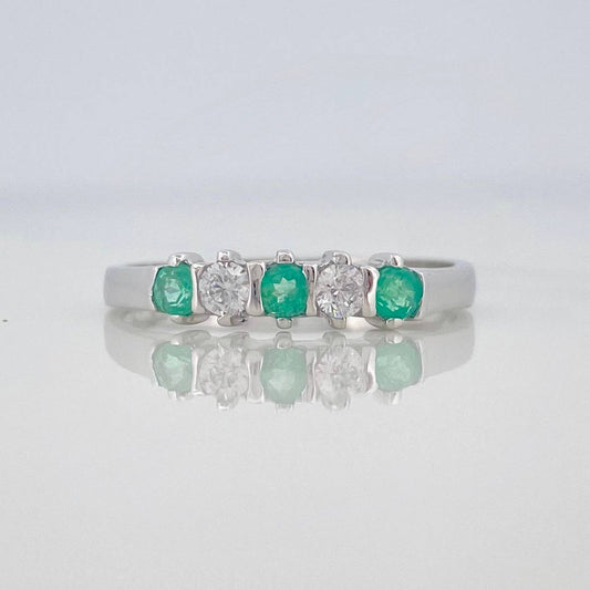 Anillo Acordeón Esmeralda 24 Pts 1.5 g / T8 1/2 Plata 925