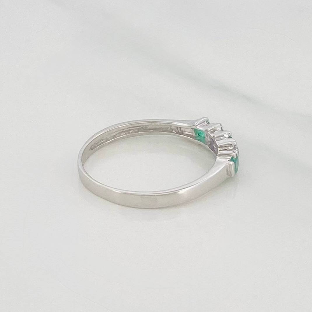 Anillo Acordeón Esmeralda 24 Pts 1.5 g / T8 1/2 Plata 925
