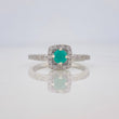 Anillo Halo Cuadrado Esmeralda 22 Pts 2.15 g / T6 1/4 Plata 925