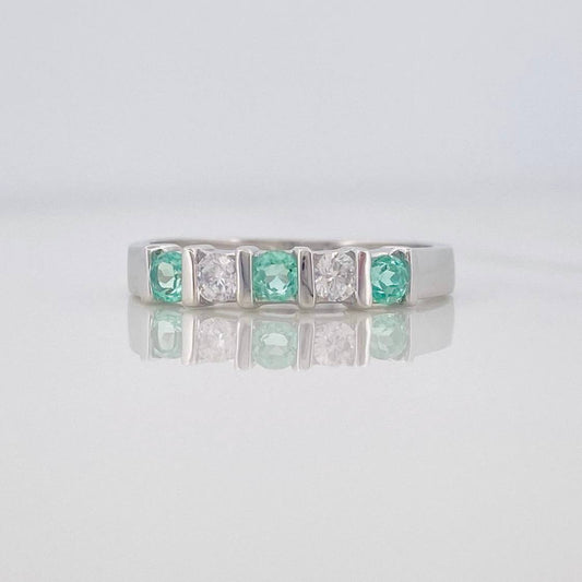 Anillo Acordeón Esmeralda 24 Pts 1.6 g / T6 1/4 Plata 925