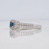 Anillo Halo Cuadrado Zafiro 17 Pts 1.65 g / T6 1/2 Plata 925