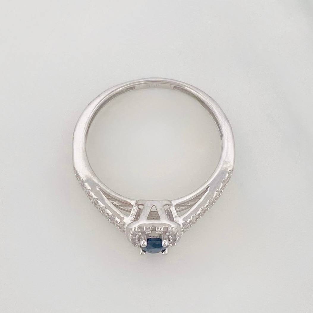 Anillo Halo Cuadrado Zafiro 17 Pts 1.65 g / T6 1/2 Plata 925
