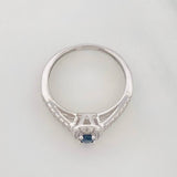 Anillo Halo Cuadrado Zafiro 17 Pts 1.65 g / T6 1/2 Plata 925