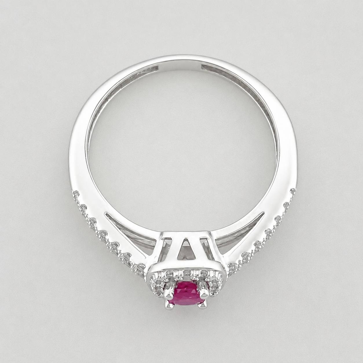 Anillo Halo Cuadrado Rubí 21 Pts 1.75 g / T6 Plata 925