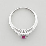 Anillo Halo Cuadrado Rubí 21 Pts 1.75 g / T6 Plata 925