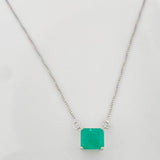 Cadena Cuadrado Esmeralda 1.62 Qts 2.5 g / 48 cm / 0.7 mm Plata 925