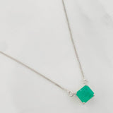 Cadena Cuadrado Esmeralda 1.62 Qts 2.5 g / 48 cm / 0.7 mm Plata 925