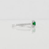 Anillo Solitario Halo Churumbela Esmeralda 15 Pts 1.4 g / T6 3/4 Plata 925
