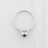 Anillo Solitario Halo Churumbela Esmeralda 15 Pts 1.4 g / T6 3/4 Plata 925