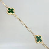 Pulso Cajon Trebol Verde 4.15gr / 18cm / 10mm Oro Amarillo 18K