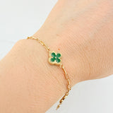 Pulso Cajon Trebol Verde 4.15gr / 18cm / 10mm Oro Amarillo 18K