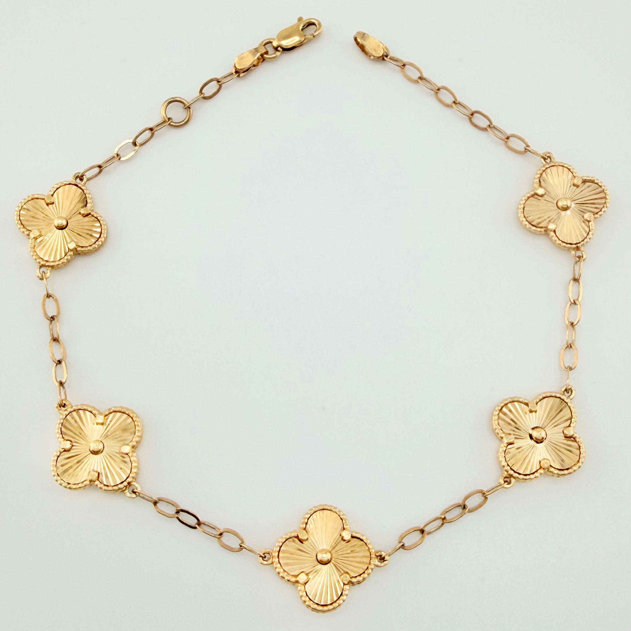 Pulso Aro Seguido Trebol Dorado 6.75gr / 20cm / 11mm Oro Amarillo Nac.Esp. 18K