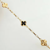 Pulso Cajon Trebol Intercalado 3.9gr / 18cm / 10mm Oro Amarillo 18K