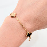 Pulso Cajon Trebol Intercalado 3.9gr / 18cm / 10mm Oro Amarillo 18K