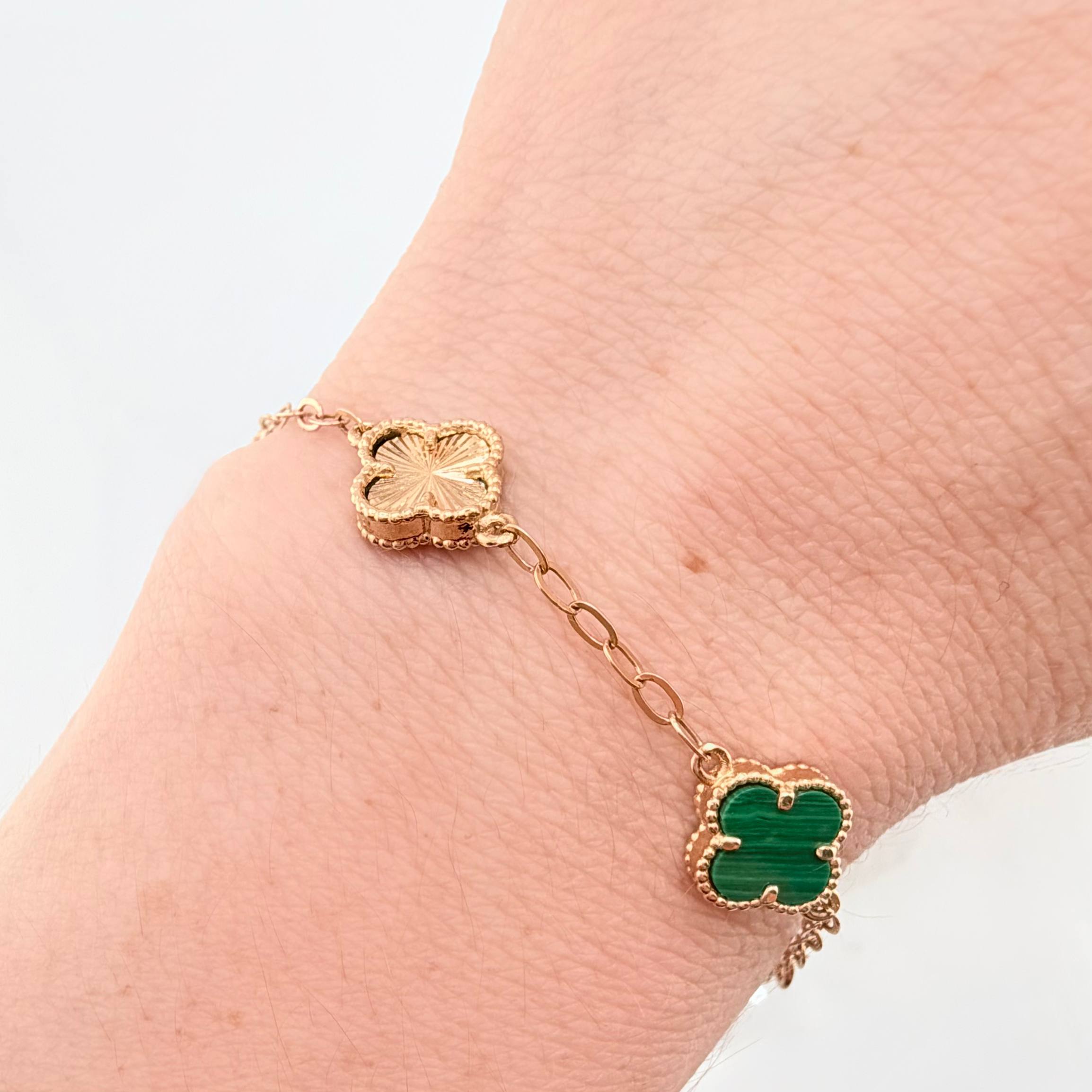 Pulso Aro Seguido Trebol Doble Faz 6gr / 18cm-20cm / 9.7mm Oro Amarillo Nac.Esp. 18K