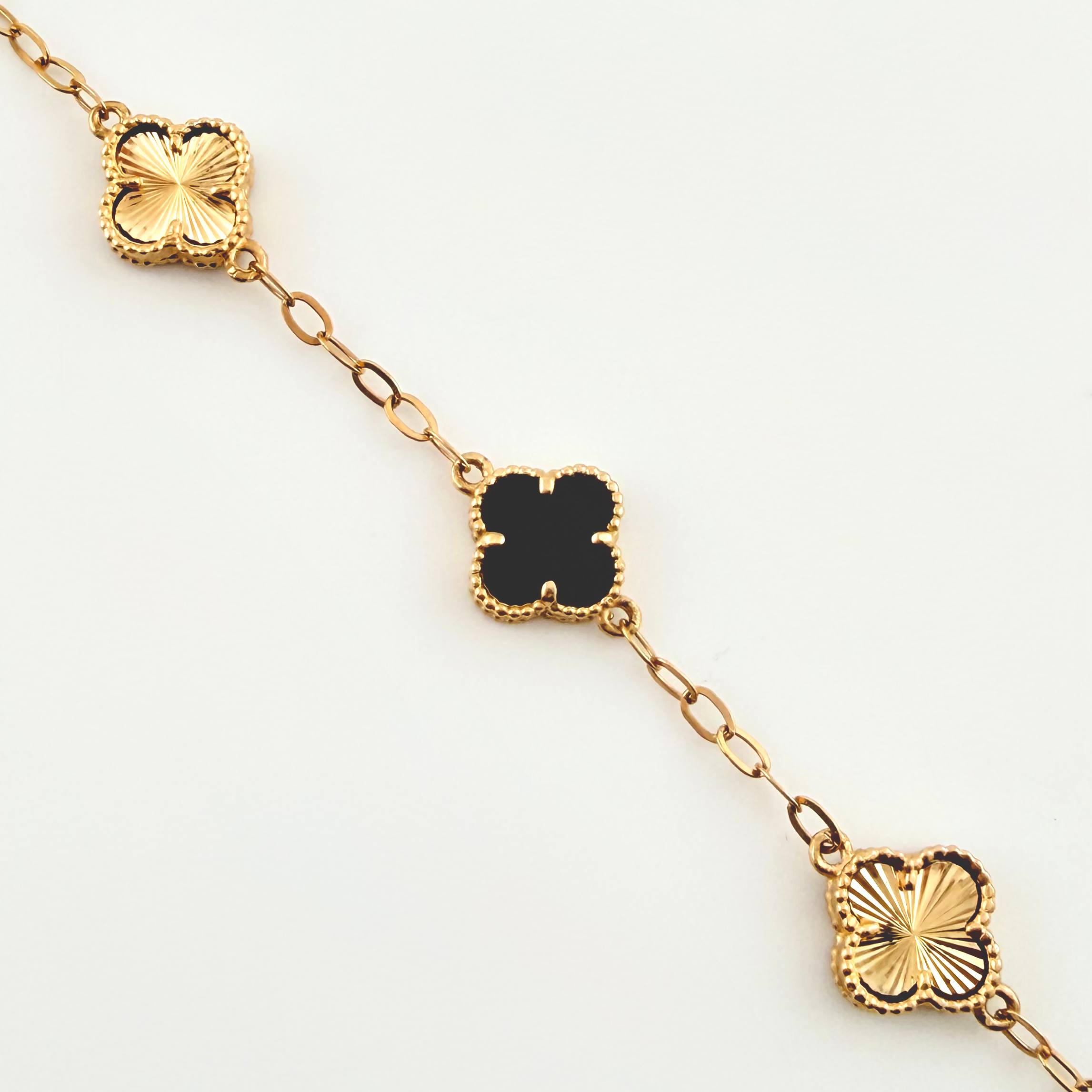 Pulso Aro Seguido Trebol Doble Faz 4.15gr / 17.5cm-19.5cm / 9.7mm Oro Amarillo Nac.Esp. 18K