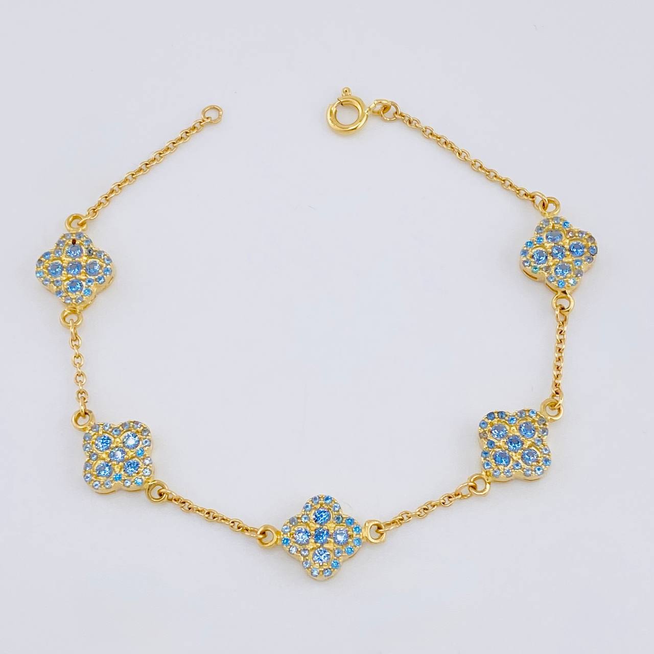 Pulso Aro Seguido Flor Trebol 6.75 g / 17.8 cm / 9.7 mm Oro Amarillo 18K