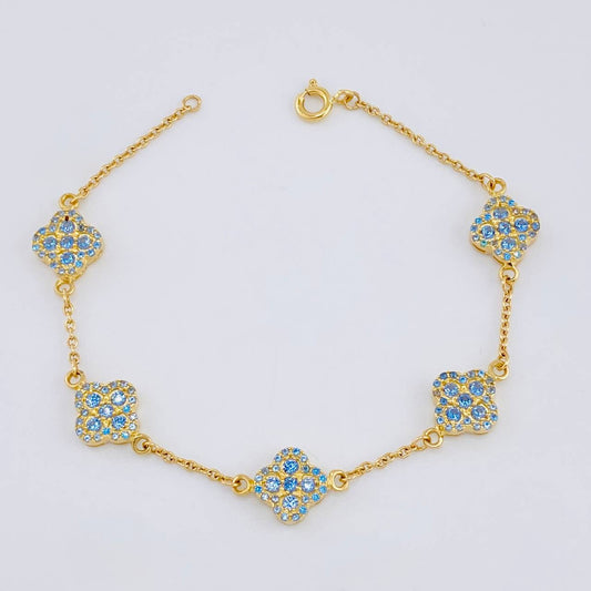 Pulso Aro Seguido Flor Trebol 6.75 g / 17.8 cm / 9.7 mm Oro Amarillo 18K