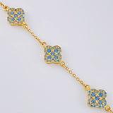 Pulso Aro Seguido Flor Trebol 6.75 g / 17.8 cm / 9.7 mm Oro Amarillo 18K
