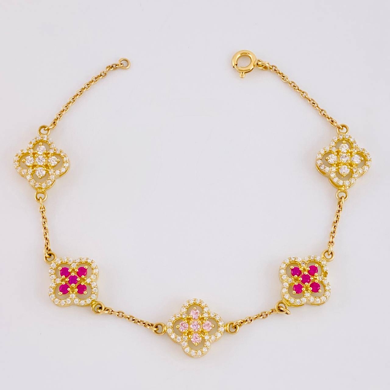 Pulso Flor Trebol 8.6 g / 18.5 cm / 11.6 mm Oro Amarillo 18K