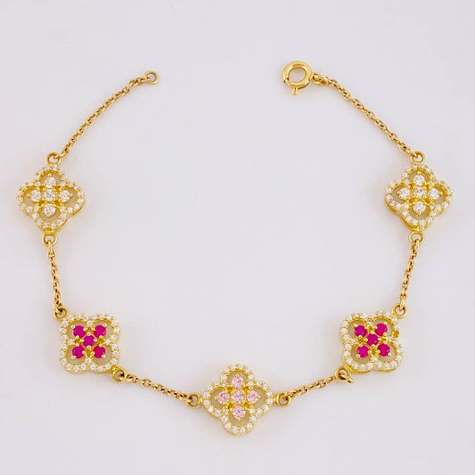 Pulso Flor Trebol 8.6 g / 18.5 cm / 11.6 mm Oro Amarillo 18K
