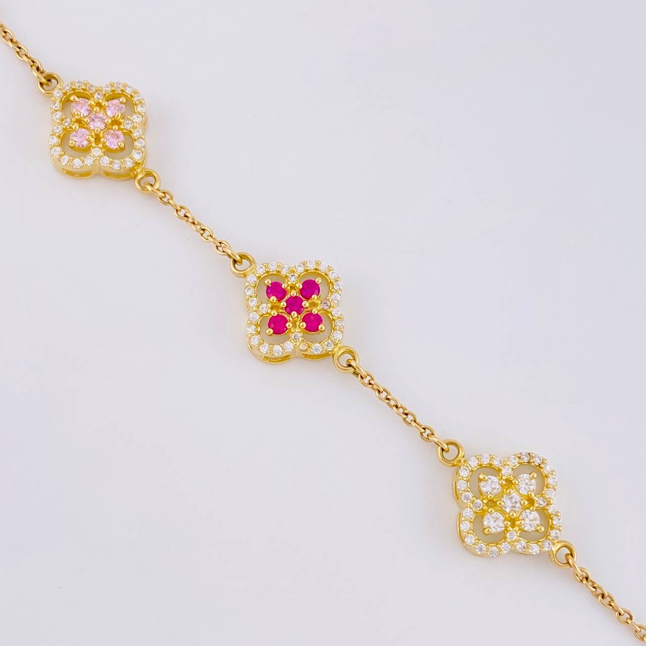Pulso Flor Trebol 8.6 g / 18.5 cm / 11.6 mm Oro Amarillo 18K