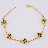 Pulso Aro Seguido Flor Trebol 6.75 g / 18.5 cm / 9.6 mm Oro Amarillo 18K