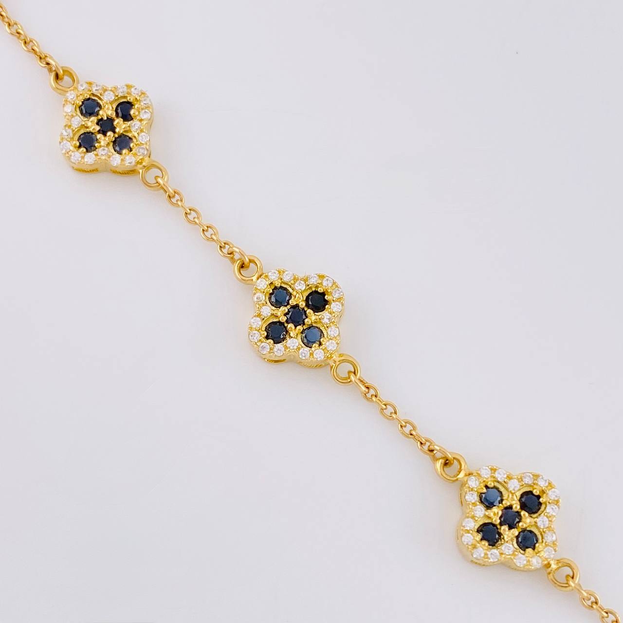 Pulso Aro Seguido Flor Trebol 6.75 g / 18.5 cm / 9.6 mm Oro Amarillo 18K