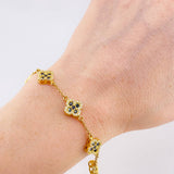 Pulso Aro Seguido Flor Trebol 6.75 g / 18.5 cm / 9.6 mm Oro Amarillo 18K