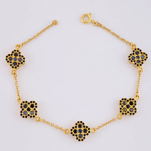 Pulso Aro Seguido Flor Trebol 6.6 g / 18 cm / 9.8 mm Oro Amarillo 18K