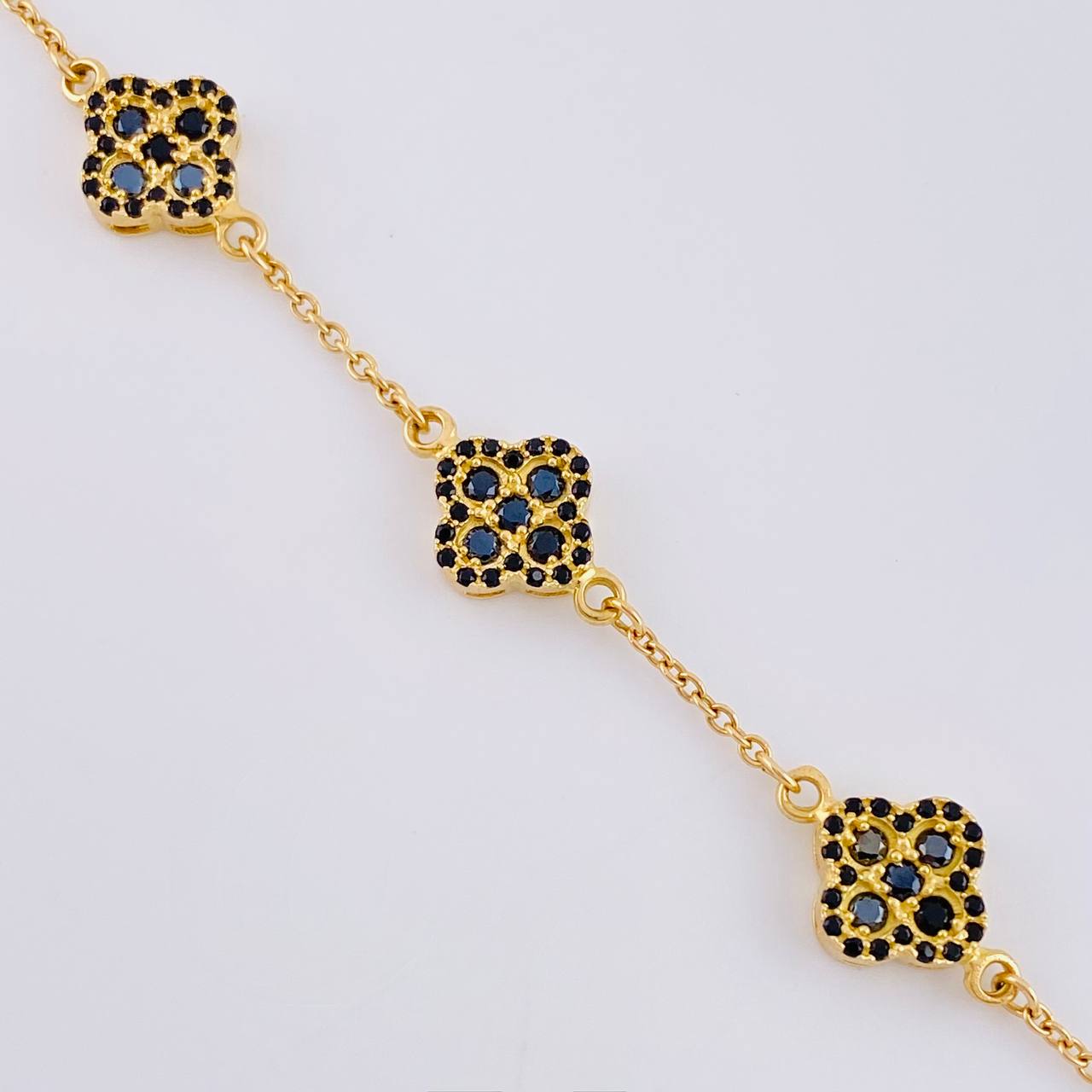 Pulso Aro Seguido Flor Trebol 6.6 g / 18 cm / 9.8 mm Oro Amarillo 18K