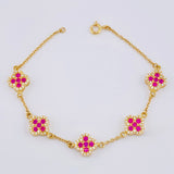 Pulso Aro Seguido Flor Trebol 6.95 g / 17.5 cm / 9.7 mm Oro Amarillo 18K