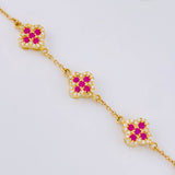Pulso Aro Seguido Flor Trebol 6.95 g / 17.5 cm / 9.7 mm Oro Amarillo 18K