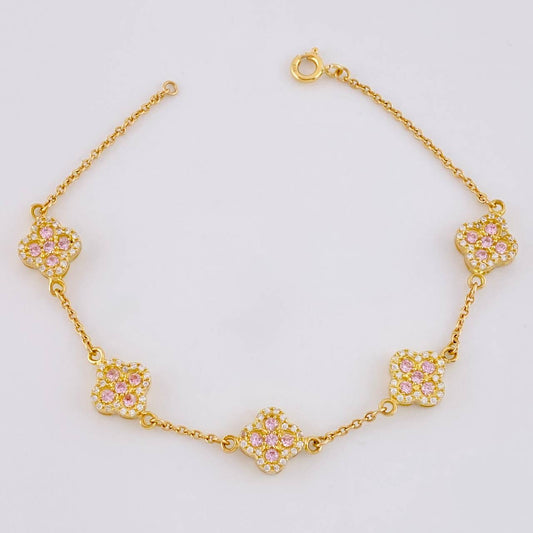 Pulso Aro Seguido Flor Trebol 6.9 g / 18.4 cm / 9.7 mm Oro Amarillo 18K