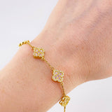 Pulso Aro Seguido Flor Trebol 6.9 g / 18.4 cm / 9.7 mm Oro Amarillo 18K