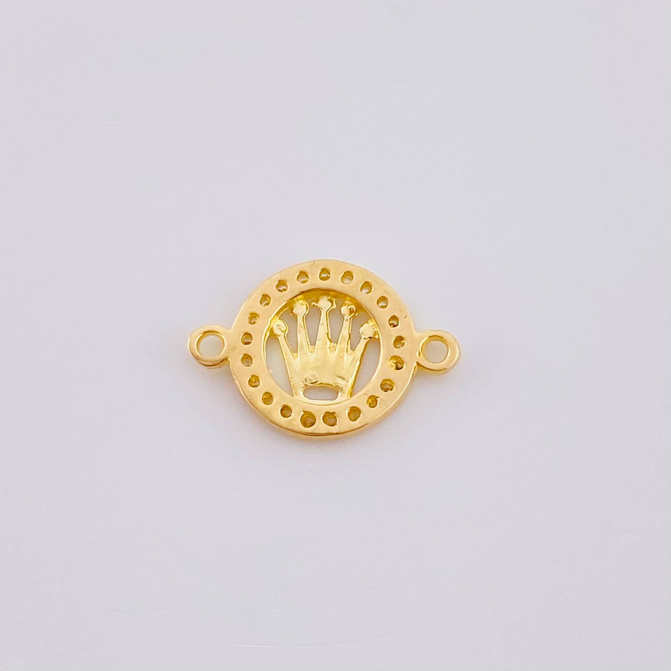 Herraje Corona Circular Tupida 0.65gr / 1.5cm / Oro Amarillo 18K *