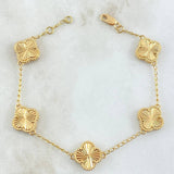 Pulso Aro Seguido Trébol VCyA Gradual 9.3gr / 17.5cm-18.5cm / 1.6mm Diamantado Punteado 5und Oro Amarillo Nac.Esp. 18K