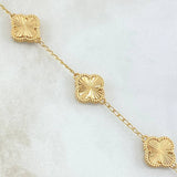 Pulso Aro Seguido Trébol VCyA Gradual 9.3gr / 17.5cm-18.5cm / 1.6mm Diamantado Punteado 5und Oro Amarillo Nac.Esp. 18K