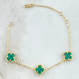 Pulso Pulso Trebol Malaquita Verde 4.5gr / 17cm-18cm / Oro Amarillo Nac.Esp. 18K