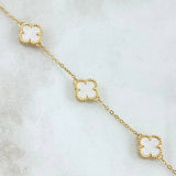 Pulso Aro Seguido Trébol VCyA Gradual 4.4gr / 17cm-19cm / 1.4mm Nacar Blanco Punteado 3und Oro Amarillo Nac.Esp. 18K