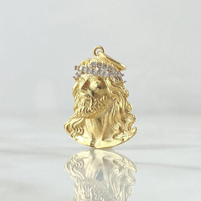 Dije Rostro de Cristo 2.85gr / 2.6cm / Mate Circones Blancos Oro Amarillo 18K